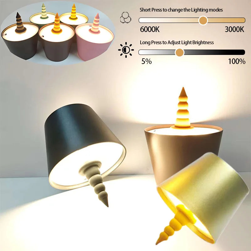 USB Charge Bottle Table Lamp Touch Control 3 Colors and Stepless Dimming Night Lamp for Bar Silicone Wine Stoppers Night Lamp